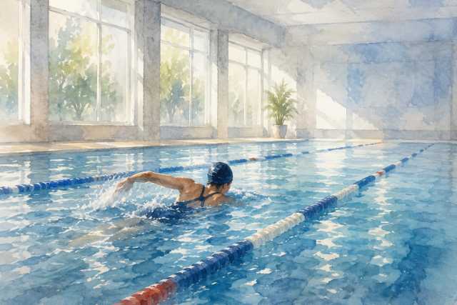 close-rear-view-freestyle-swimmer-indoor-training-pool-watercolor