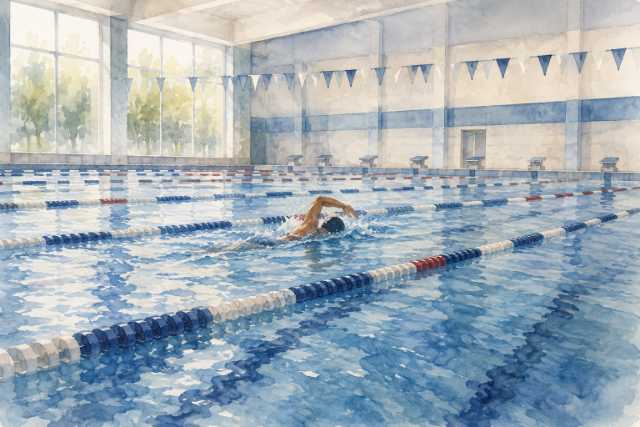 indoor-lap-pool-front-crawl-swimmer-watercolor indoor-lap-pool-front-crawl-swimmer-watercolor