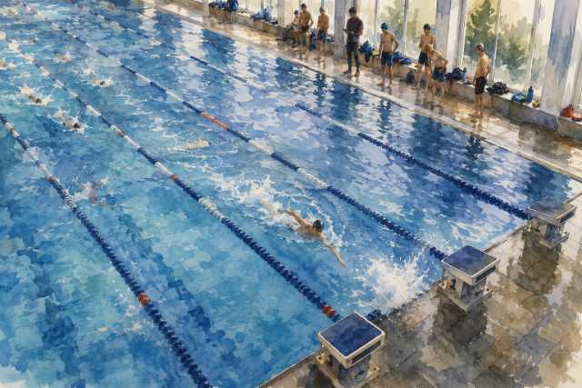 overhead-swim-team-practice-indoor-lap-pool-watercolor
