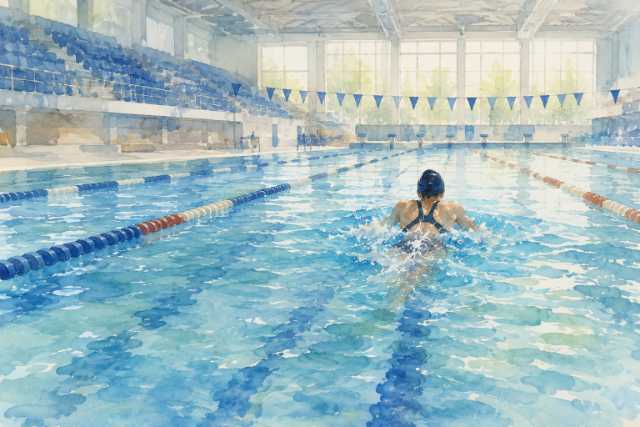 rear-breaststroke-practice-indoor-competition-pool-watercolor