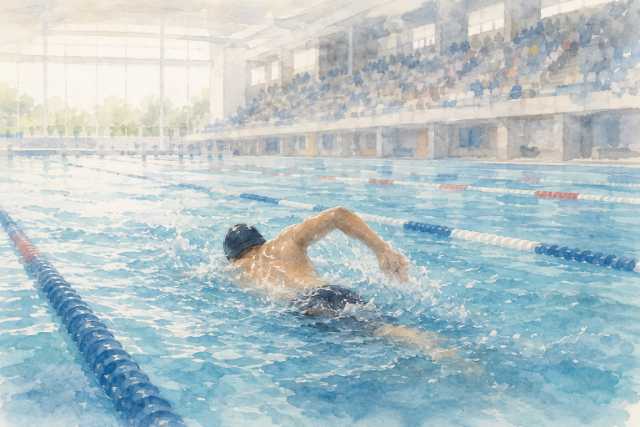 rear-freestyle-technique-training-indoor-lap-pool-watercolor