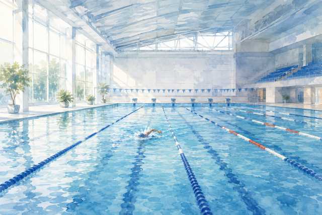 spacious-indoor-lap-pool-freestyle-swimmer-watercolor