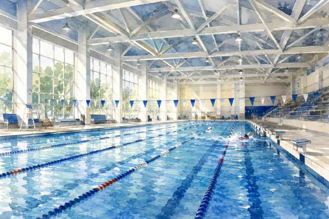 sunlit-indoor-competition-pool-distance-swimmer-watercolor