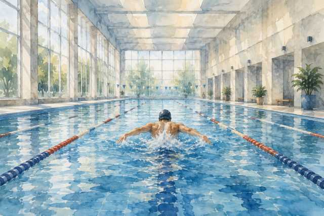 swim-meet-freestyle-athlete-indoor-arena-pool-watercolor