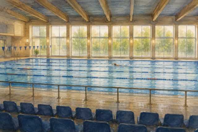 warm-window-lit-indoor-lap-pool-swimmer-watercolor